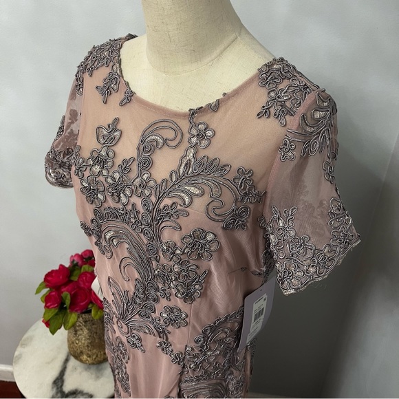 JS COLLECTION Pink Soutache Short Sleeve Full-Length Formal Dress / Gown - NWT - Picture 9 of 17